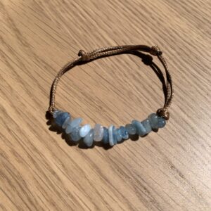 Pulsera de Aguamarina Barroca de algodón encerado