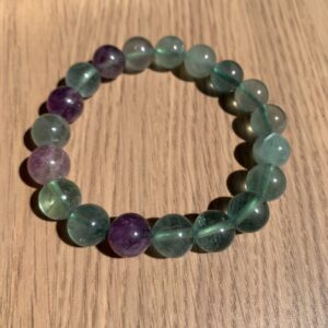 Pulsera de Fluorita Arco Iris Verde bola 10mm